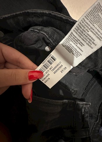 Gri Düğmeli Kadın Denim Jean - Görsel 5