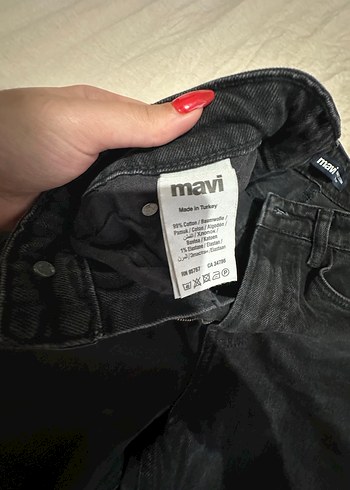 Gri Düğmeli Kadın Denim Jean - Görsel 4