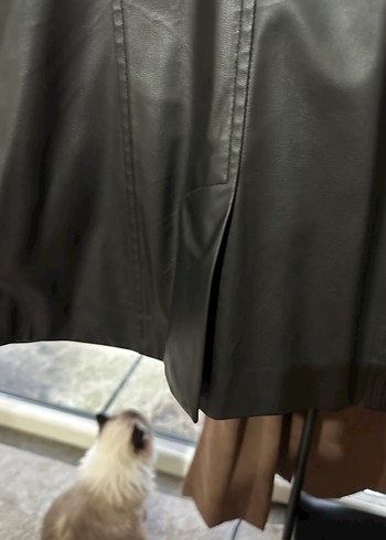 Düğmeli Siyah Kadın Deri Ceket - Görsel 5