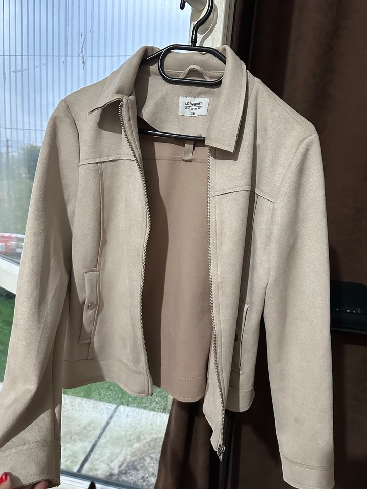 Bej Süet Kadın Ceket S-M - Görsel 2