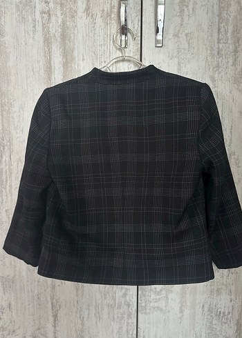 Kadın Gri Kareli Blazer Ceket - Görsel 2