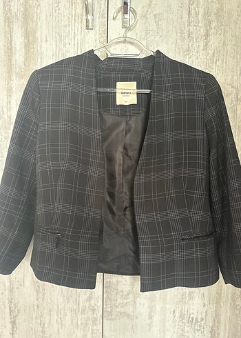 Kadın Gri Kareli Blazer Ceket - Görsel 3