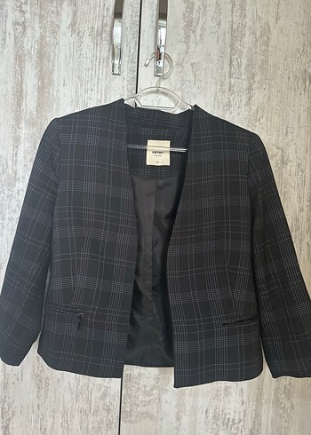 Kadın Gri Kareli Blazer Ceket - Görsel 5