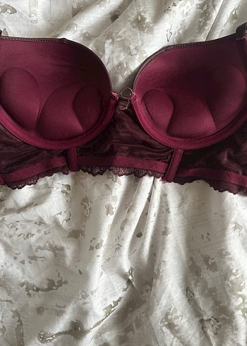 Bordo Midi Dantel Detaylı Goth Sütyen - Görsel 2