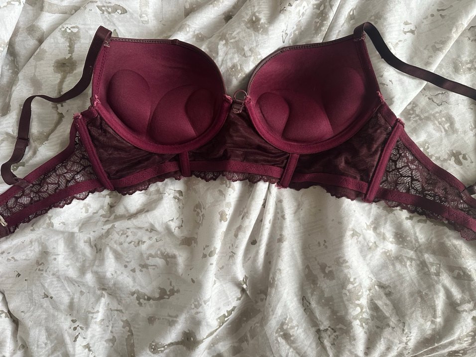 Bordo Midi Dantel Detaylı Goth Sütyen - Görsel 2