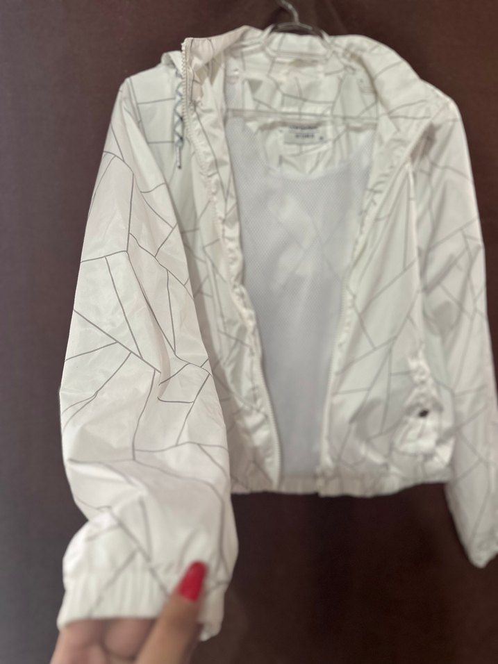 Uzun Kollu Beyaz Fermuarlı Kadın Ceket - Görsel 4