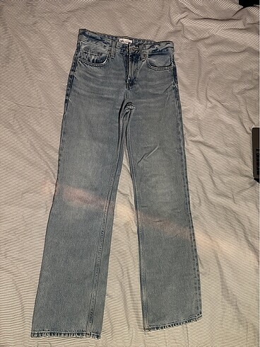 Zara 34 beden mid waist straight fit jean