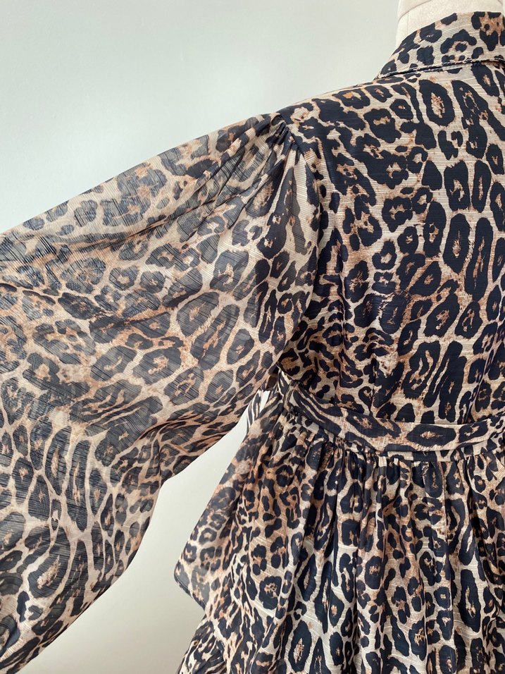 Leopar Desenli Kemerli Mini Elbise - Görsel 4