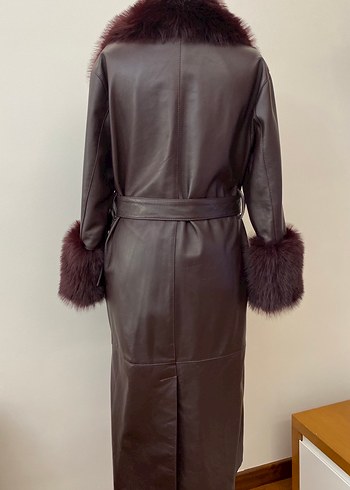 Derimod Penelope-Bordo Kürklü Deri Pardesü - Görsel 4