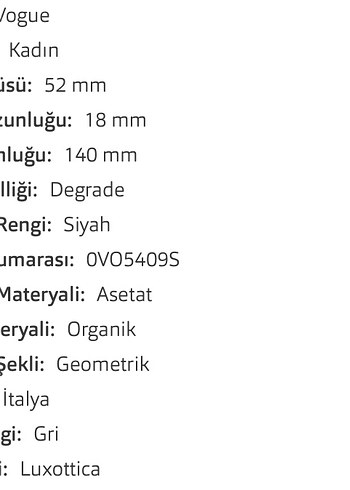 Vogue Siyah Güneş Gözlüğü - Görsel 2