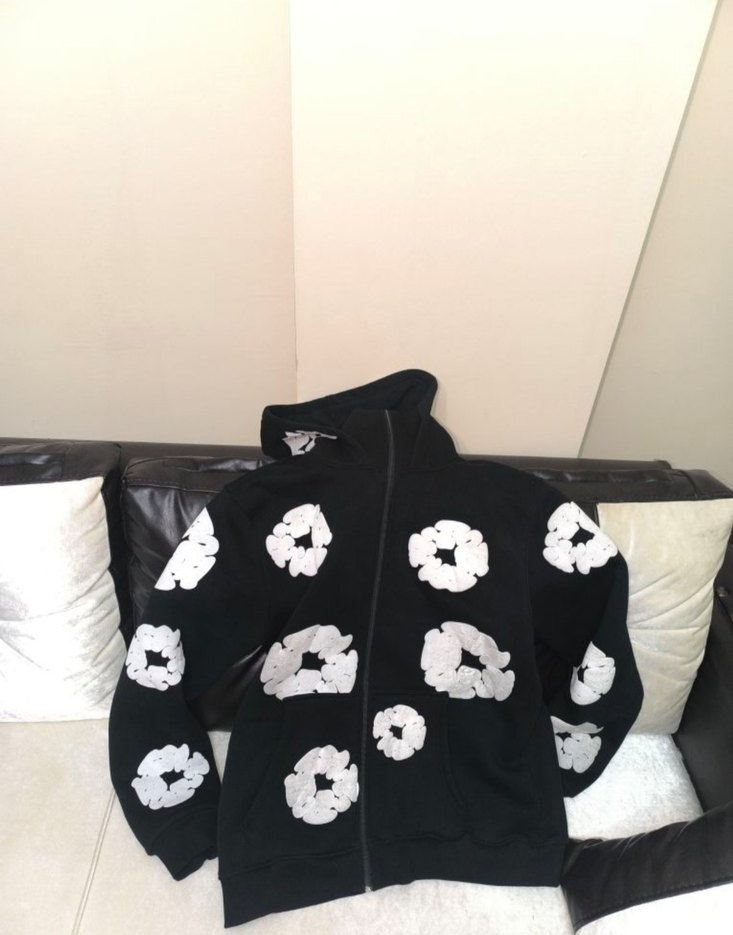 Denim Tears Hoodie Çift Kapşonlu Maskeli Hırka - Görsel 3