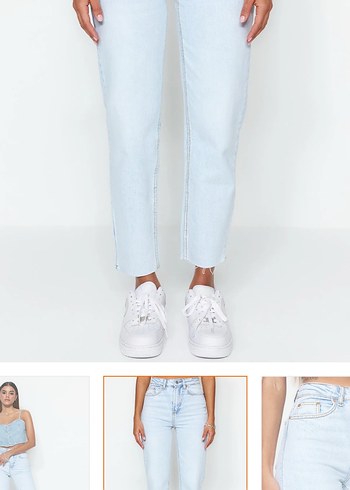 36 Beden mavi Renk Açık Mavi Yüksek bel Slim Mom Jeans