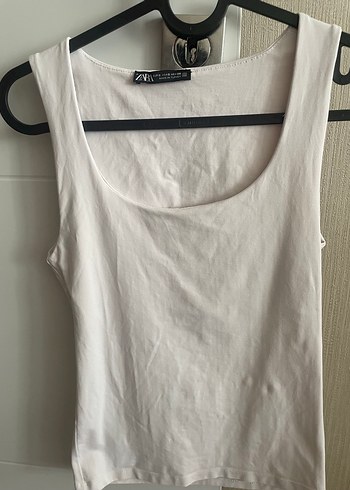 s Beden ZARA Beyaz Kolsuz Basic Kadın Atlet