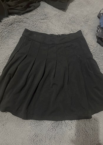 Kadın Siyah Pilili Mini Etek