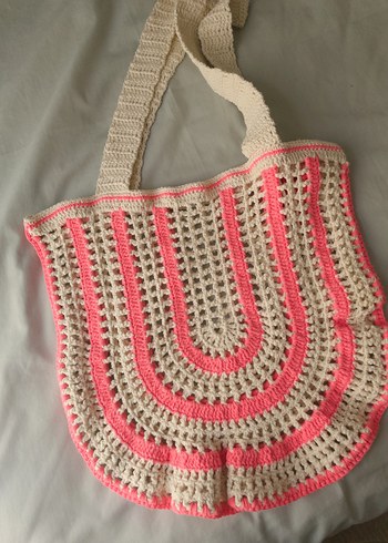 Pembe Örgü Bohem Kol Çantası