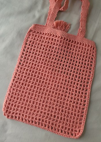Beden Pembe Örgü püskül Detaylı Bohem Kol Çantası