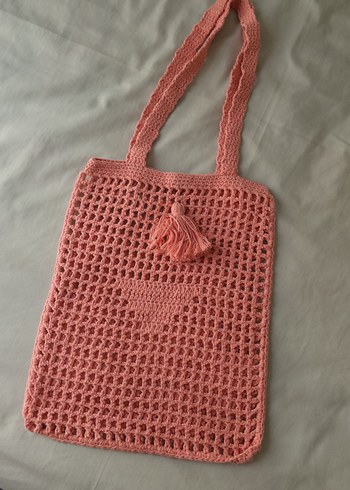 Pembe Örgü püskül Detaylı Bohem Kol Çantası