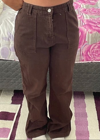 Kahverengi wide leg pantolon