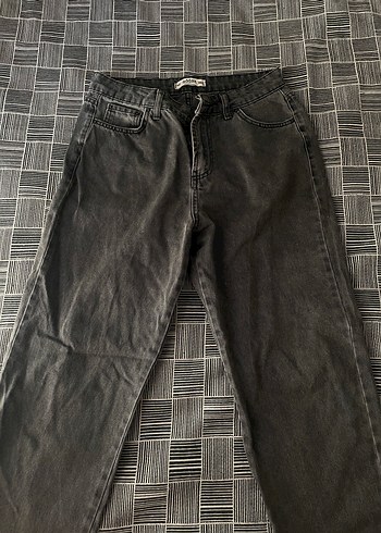 Gri Loose Fit Kadın Denim Pantolon