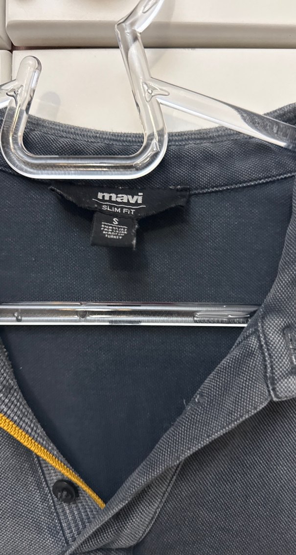 Düğmeli Gri Denim Erkek Polo Tişört - Görsel 2