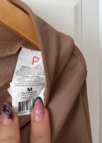 Bej Deri Midi Kadın Pantolon - Görsel 4