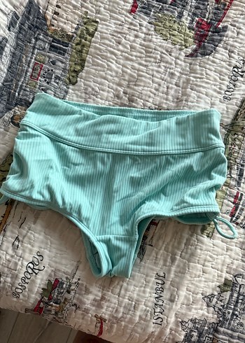 Turkuaz Pliseli Mini Bikini Altı