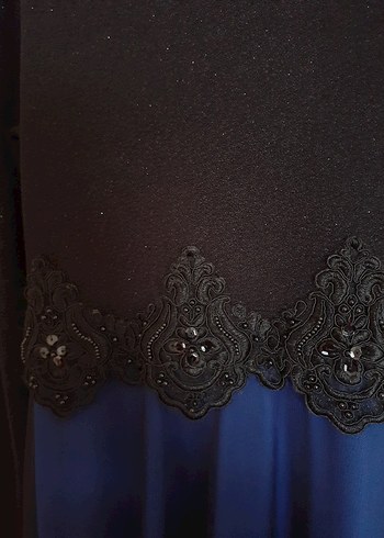 tesettür abiye mavi siyah tüllü - Görsel 9