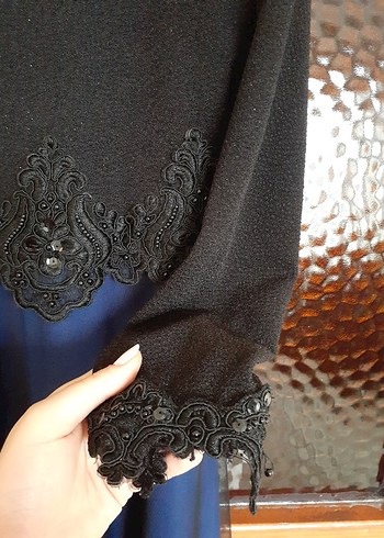 tesettür abiye mavi siyah tüllü - Görsel 6