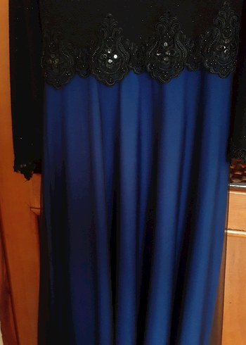 tesettür abiye mavi siyah tüllü - Görsel 3