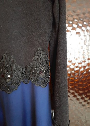 tesettür abiye mavi siyah tüllü - Görsel 5