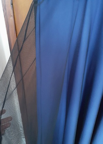 tesettür abiye mavi siyah tüllü - Görsel 4
