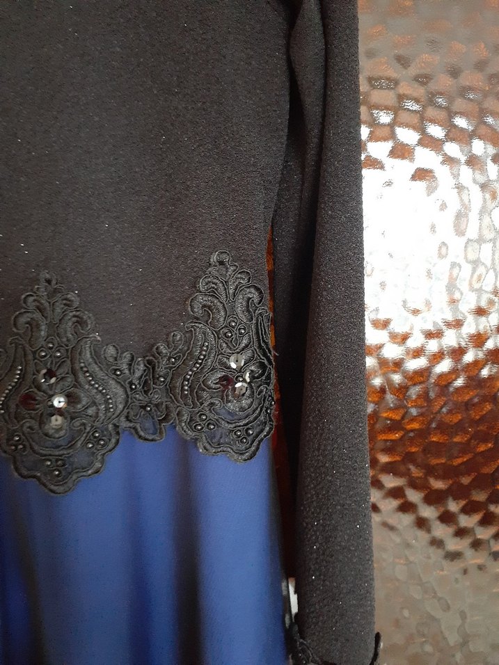 tesettür abiye mavi siyah tüllü - Görsel 5