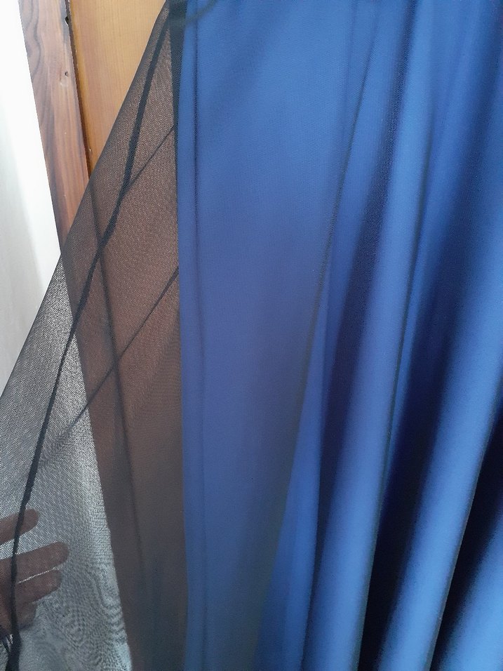tesettür abiye mavi siyah tüllü - Görsel 4