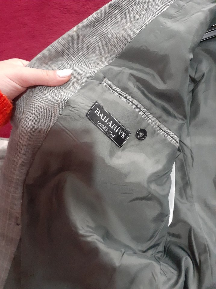 gri takım elbise ceket ve pantolon - Görsel 5