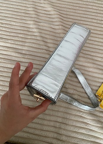 Gri Deri Kadın Çanta - Görsel 4