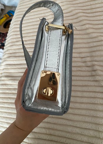 Gri Deri Kadın Çanta - Görsel 2