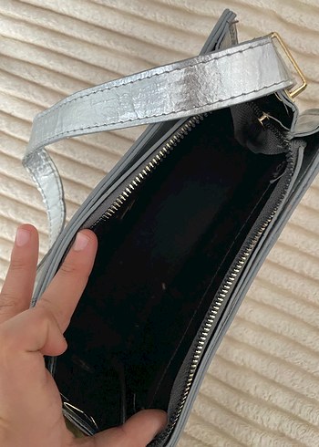 Gri Deri Kadın Çanta - Görsel 3