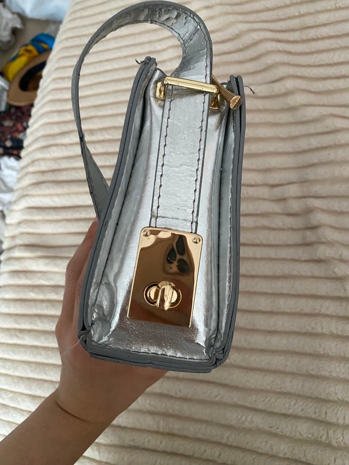 Gri Deri Kadın Çanta - Görsel 2