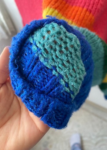 Renkli Çizgili Bohem Kadın Triko Kazak - Görsel 2