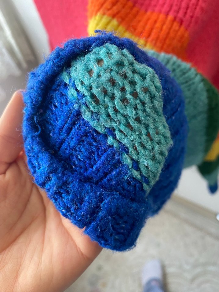 Renkli Çizgili Bohem Kadın Triko Kazak - Görsel 2