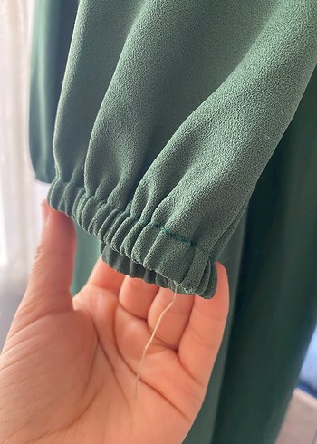 Yeşil Uzun Drapeli Kadın Elbise - Görsel 5