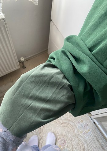 Yeşil Uzun Drapeli Kadın Elbise - Görsel 4