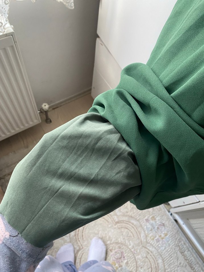 Yeşil Uzun Drapeli Kadın Elbise - Görsel 4