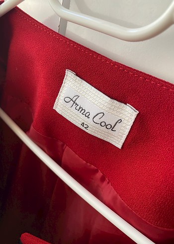 Zincir Detaylı Kırmızı Kadın Blazer Ceket - Görsel 3