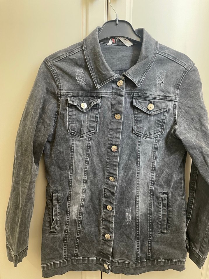 Gri Düğmeli Kadın Kot Ceket - Görsel 2