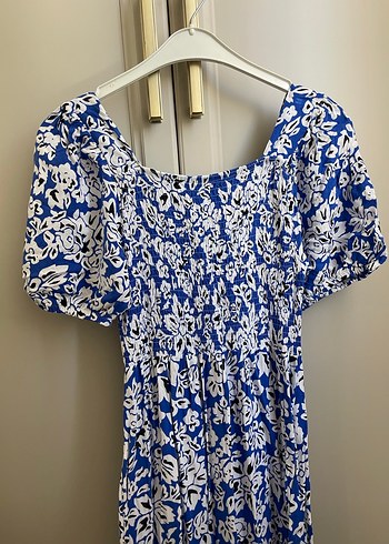 Mavi Bohem Pamuklu Uzun Elbise - Görsel 2