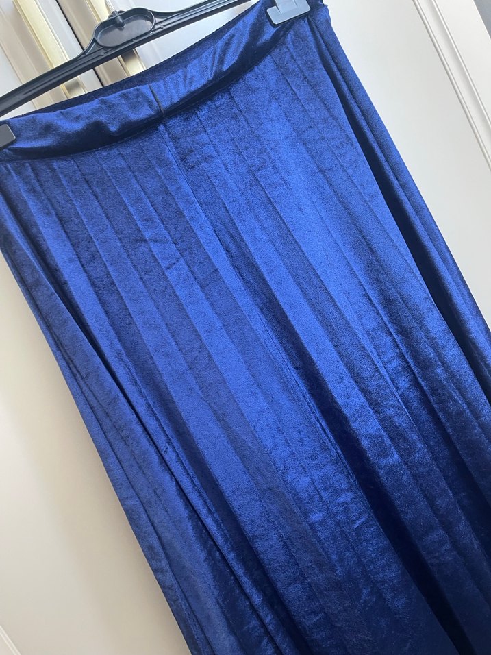 Kadın Lacivert Pilili Uzun Etek - Görsel 2