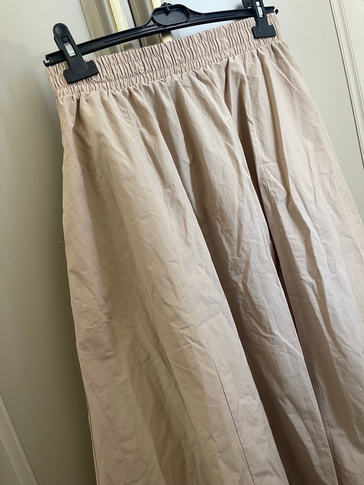 Bej Uzun Keten Salaş Etek - Görsel 2