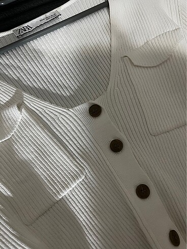Zara Fitilli Düğmeli Beyaz Zara Crop
