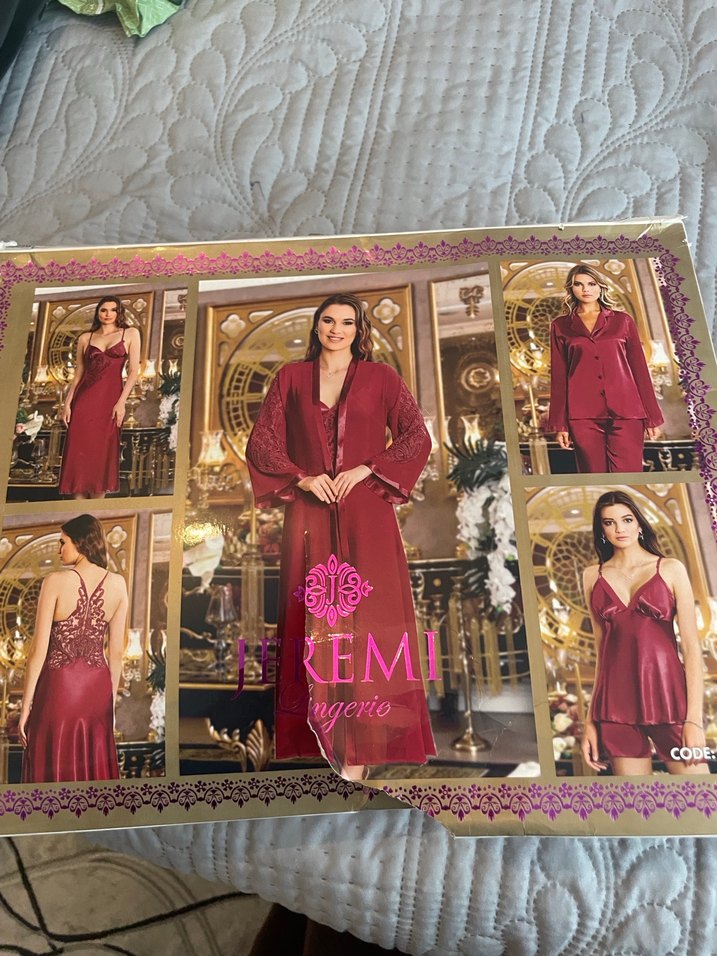 Bordo İşlemeli Uzun Bohem Kadın Sabahlık gecelik takımları yeni - Görsel 5